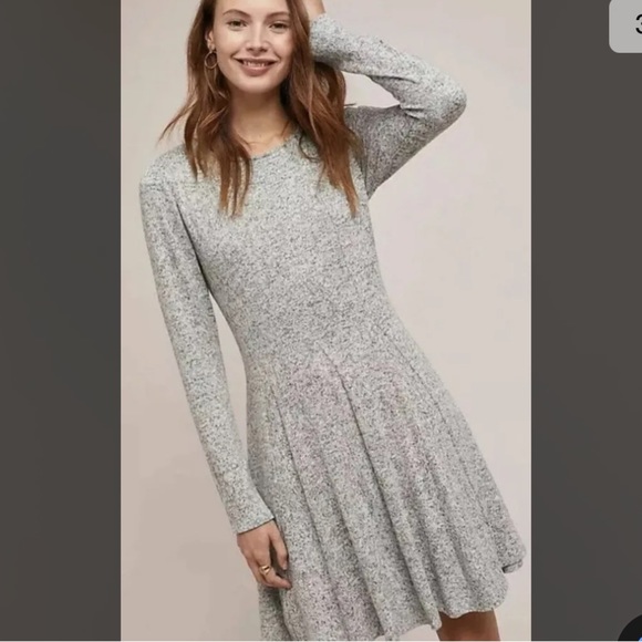 Anthropologie Dolan Neige Brushed Fleece Knit Sweater Dress Gray Long Sleeve XL - Picture 4 of 13